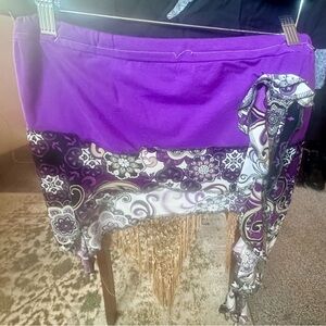 Purple and White Women's Skirt
